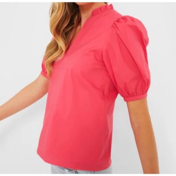 Hyacinth House Leigh Blouse Watermelon Pink Ruffle XXS NWT - Picture 9 of 9